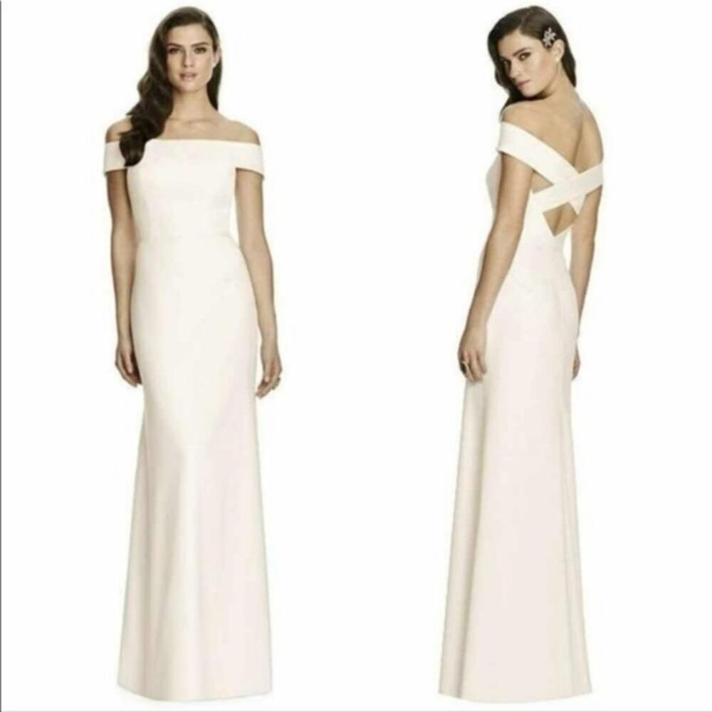 Dessy Collection Off the Shoulder Dress Ivory 10 NWT - Picture 1 of 8
